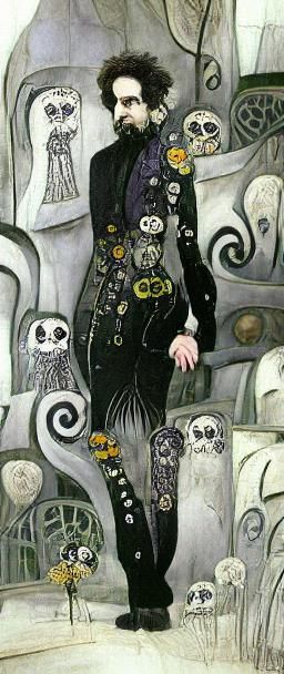 Victorian Goth Cartoon in Style of Gustav Klimt