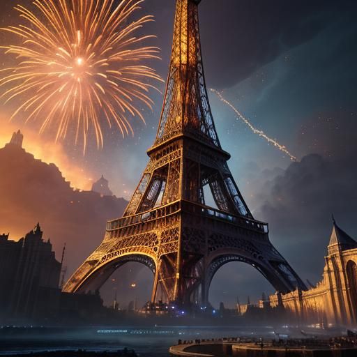 Eiffel Tower in Fantasy Concept Art Style