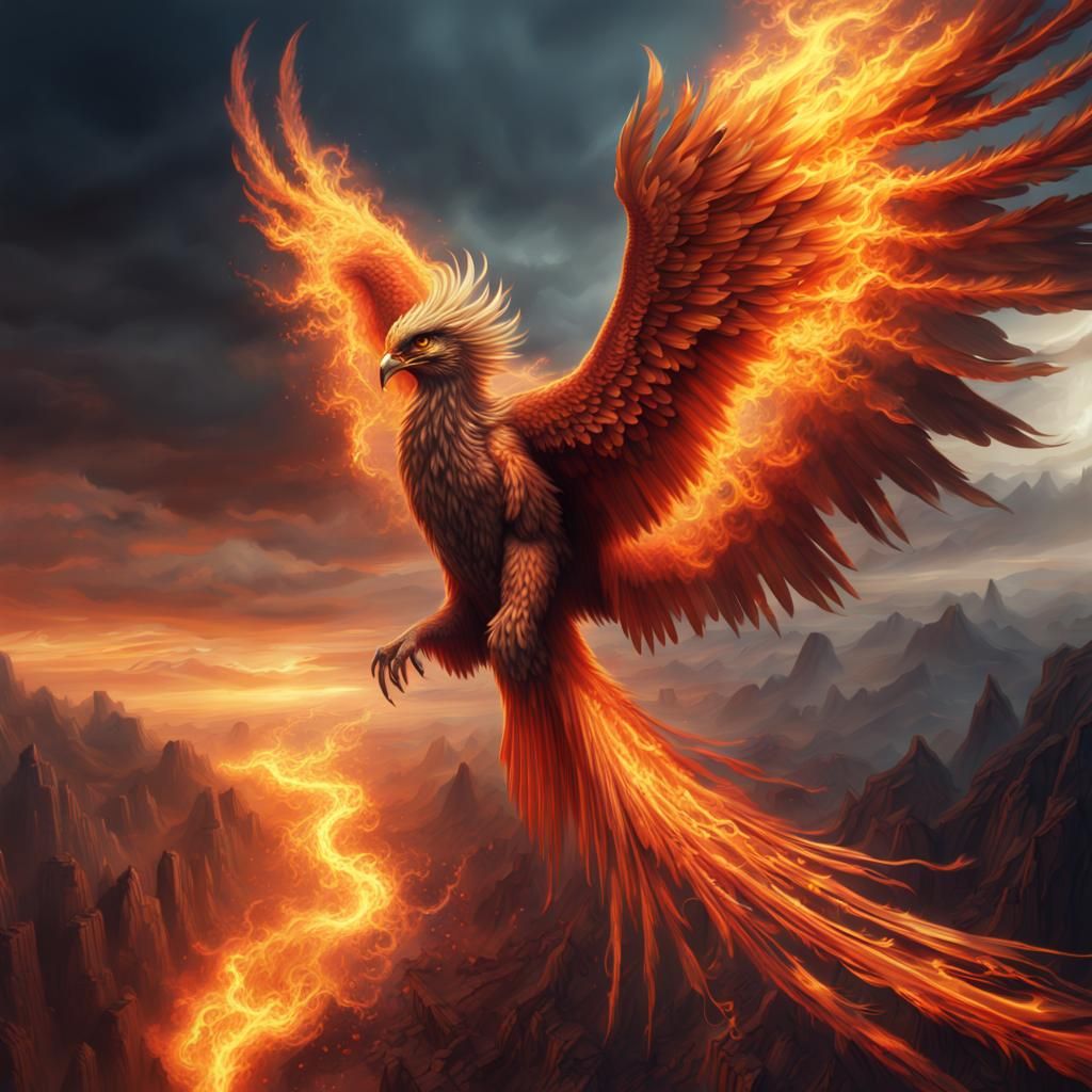 Phoenix with Flaming Wings: Epic Digital Painting