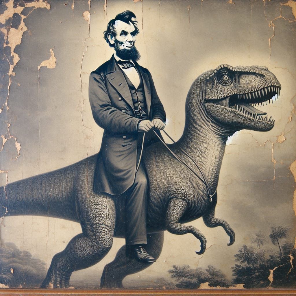 1800s Politician Rides a Dinosaur