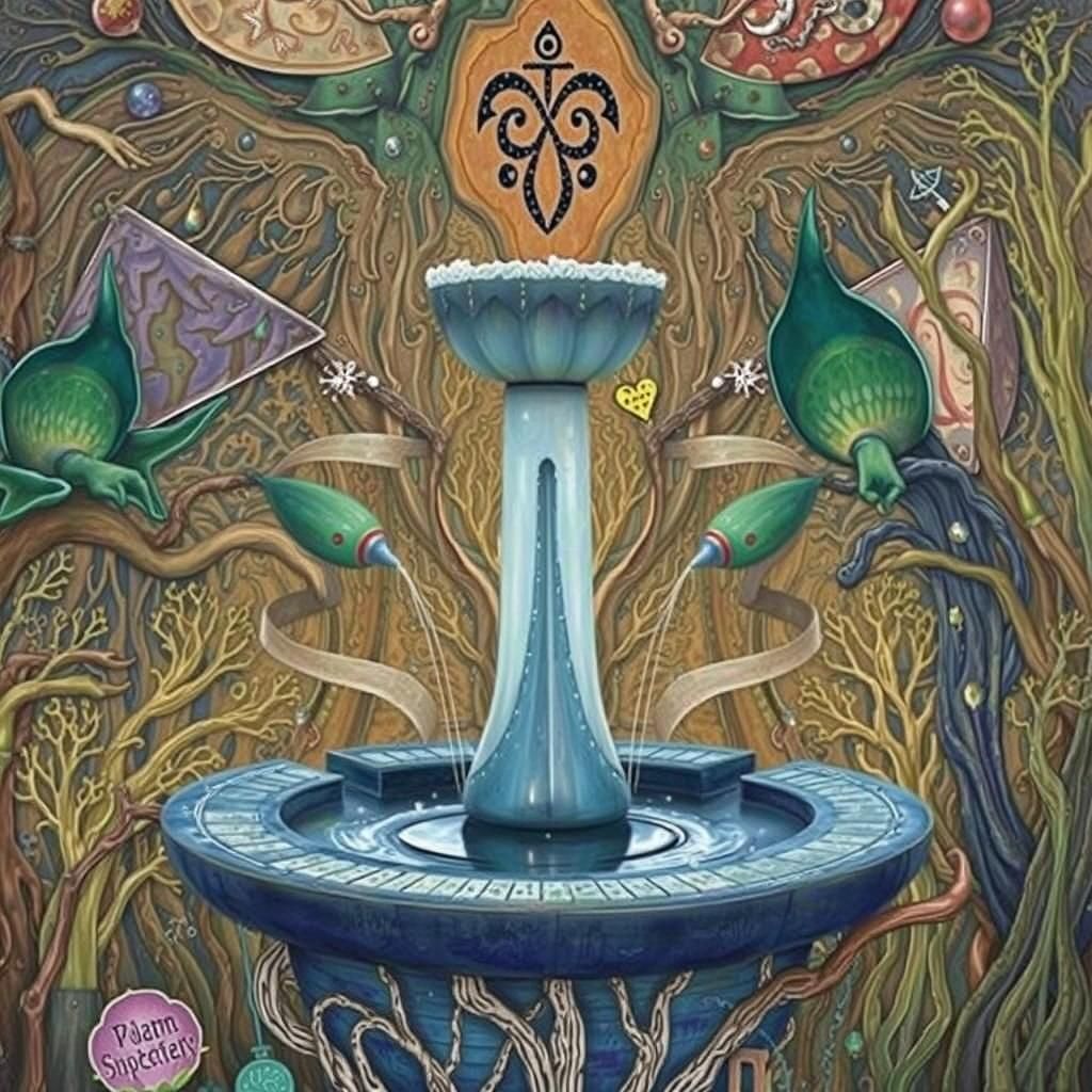 Surreal Water Fountains Compose Poems in Starship