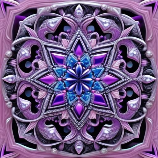 Pink and Purple Abstract Mandala with Jewels