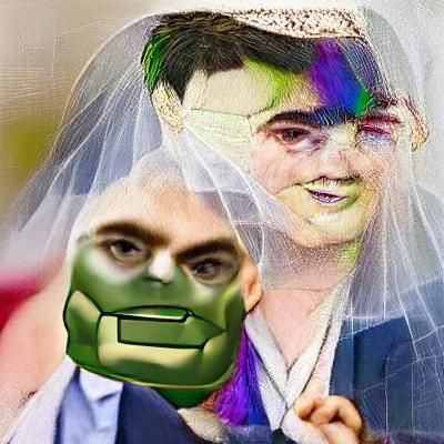 Humorous AI Image: Non-Binary Shapiro Marries Hulk