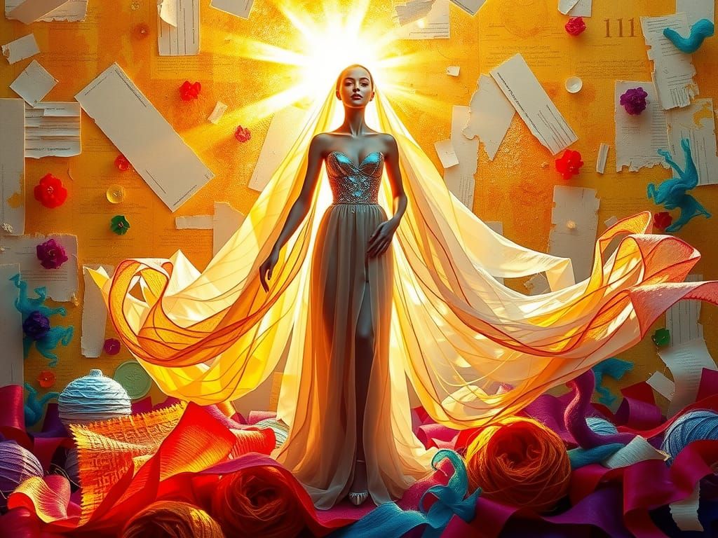 Radiant Glass Lady in Sunlight: Mixed Media Art