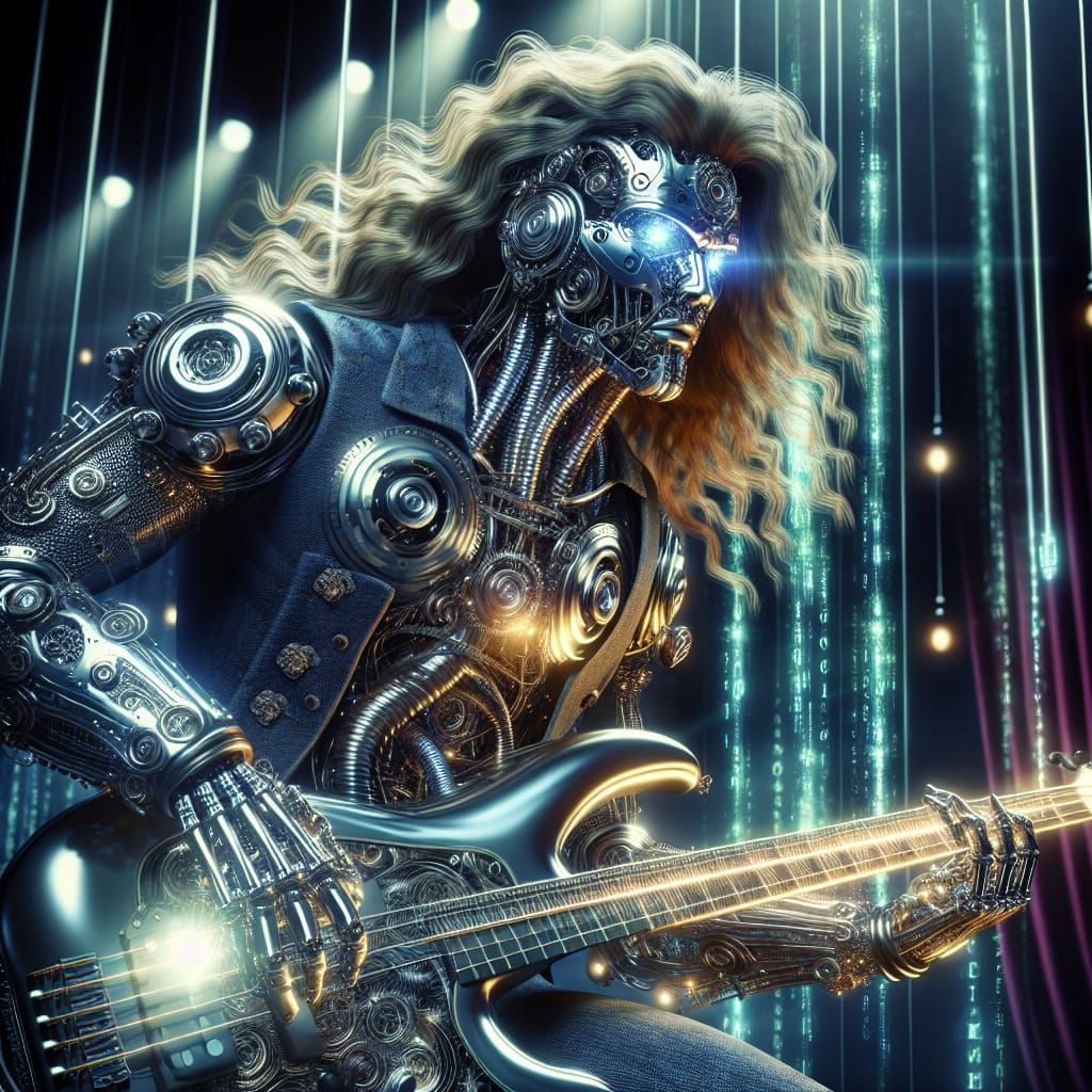 Steampunk Cyborg Rock Star Concert