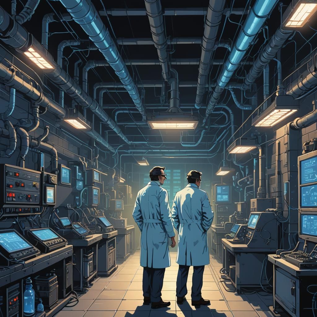 Pixelated Laboratory Scene in Retro Sci-Fi Style