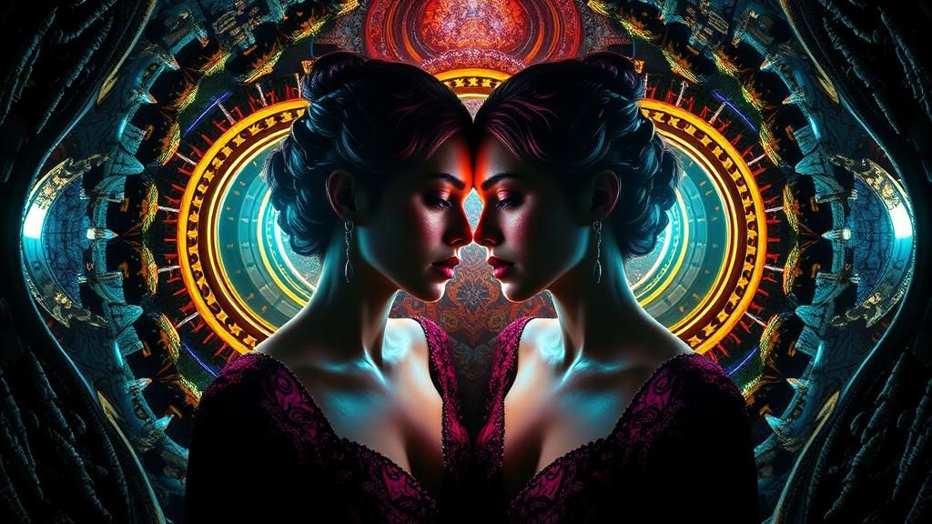 Fantasy Mirror Portrait in Dark Surreal Style
