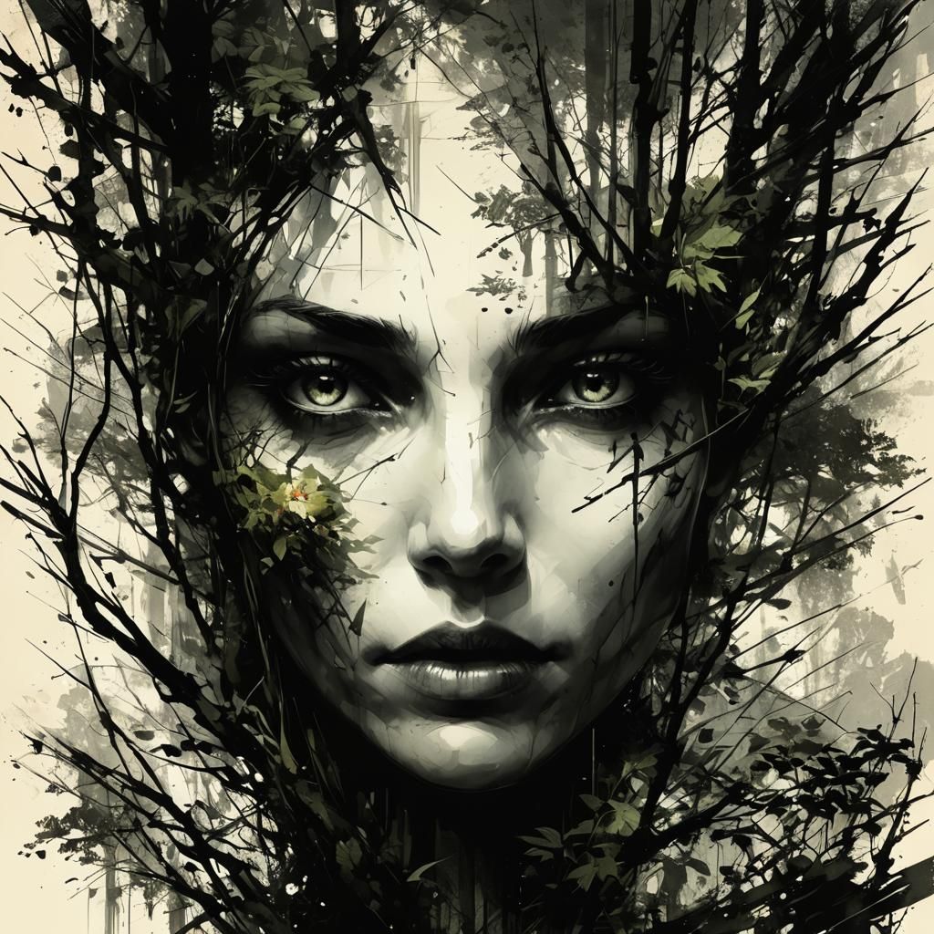 Enigmatic Forest of Wisdom: Surrealist Illustration