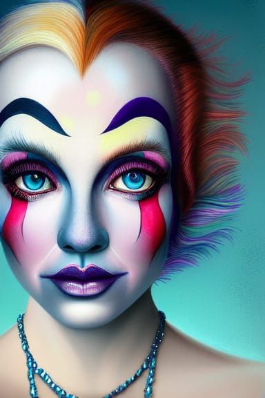 Beautiful Circus Clown Portrait in Pastel Tones