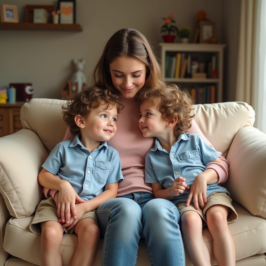 Tender Motherly Love in Whimsical Domestic Scene