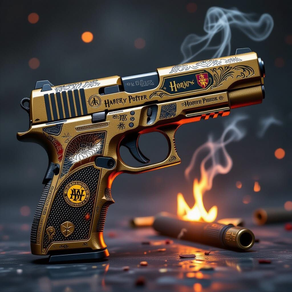 Harry Potter Themed Glock 42 in Dark Fantasy Style
