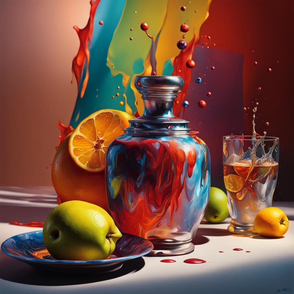 Hyperrealistic Still Life with Dramatic Lighting