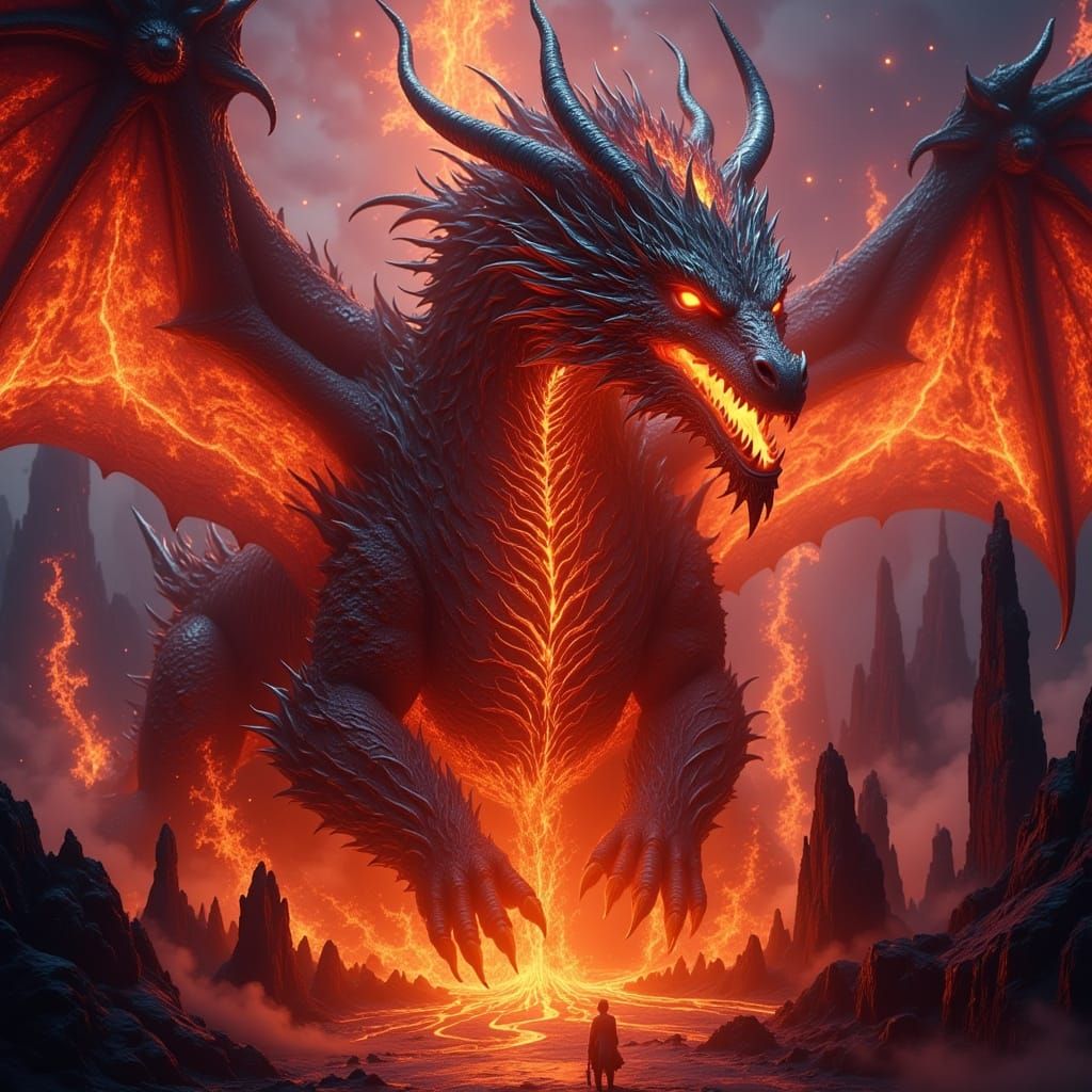 Castle Tel'Navar Surrounded by Five Fire-Breathing Dragons