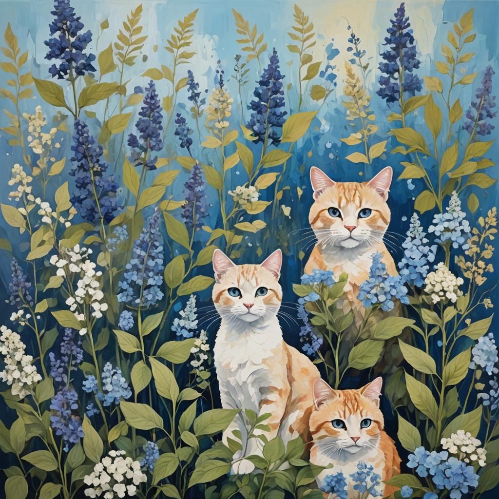 Abstract Child Ghosts in Blue Flowers