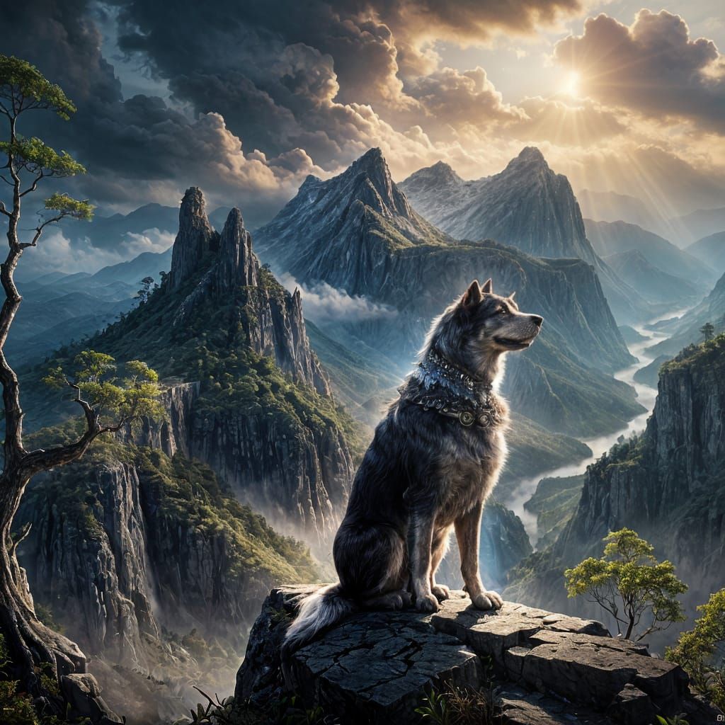 Fantasy Dog in Hyperrealistic Digital Painting