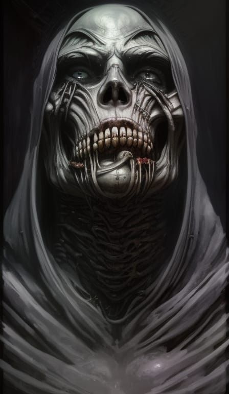 Dark Fantasy Skull Concept Art in Giger Style