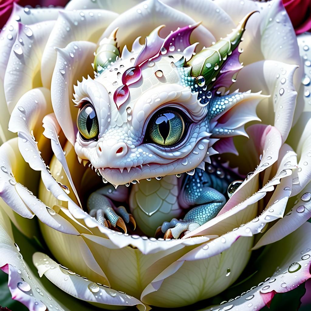 Sugarplum Dragon in White Rose