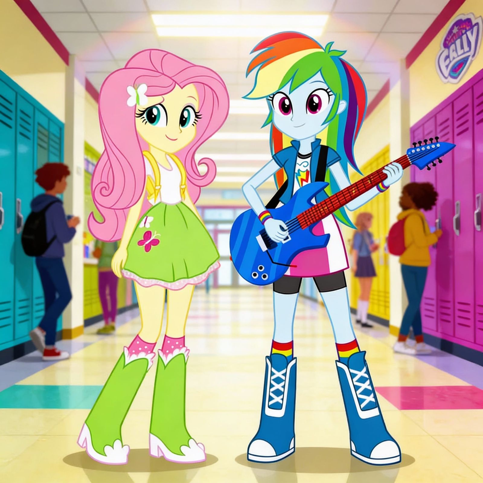 Equestria Girls Fluttershy & Rainbow Dash at Canterlot High