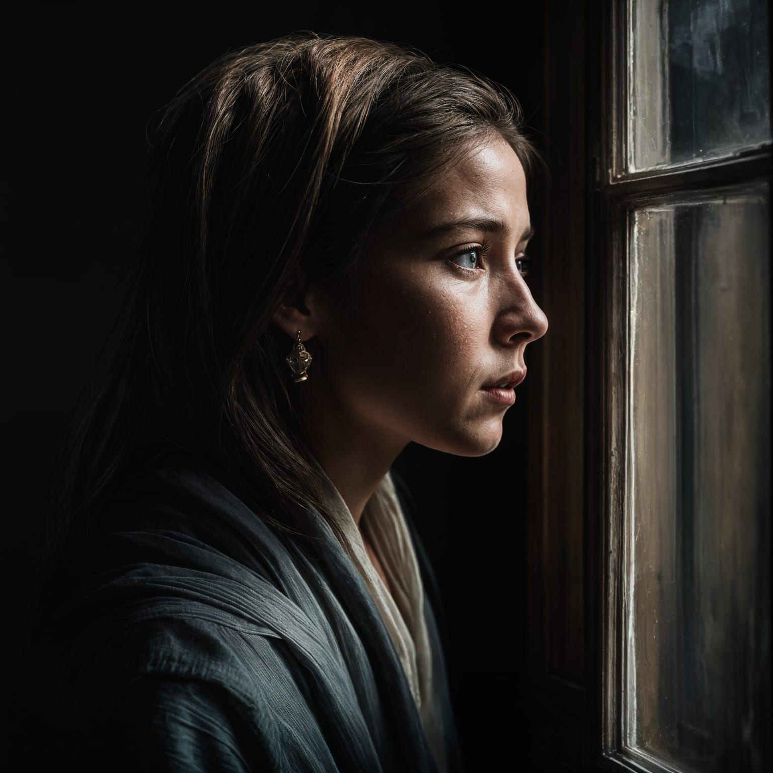 Woman at a Window in Baroque Style