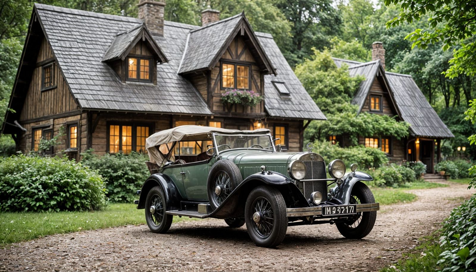 Vintage Mercedes in Enchanted Woodland Cottage