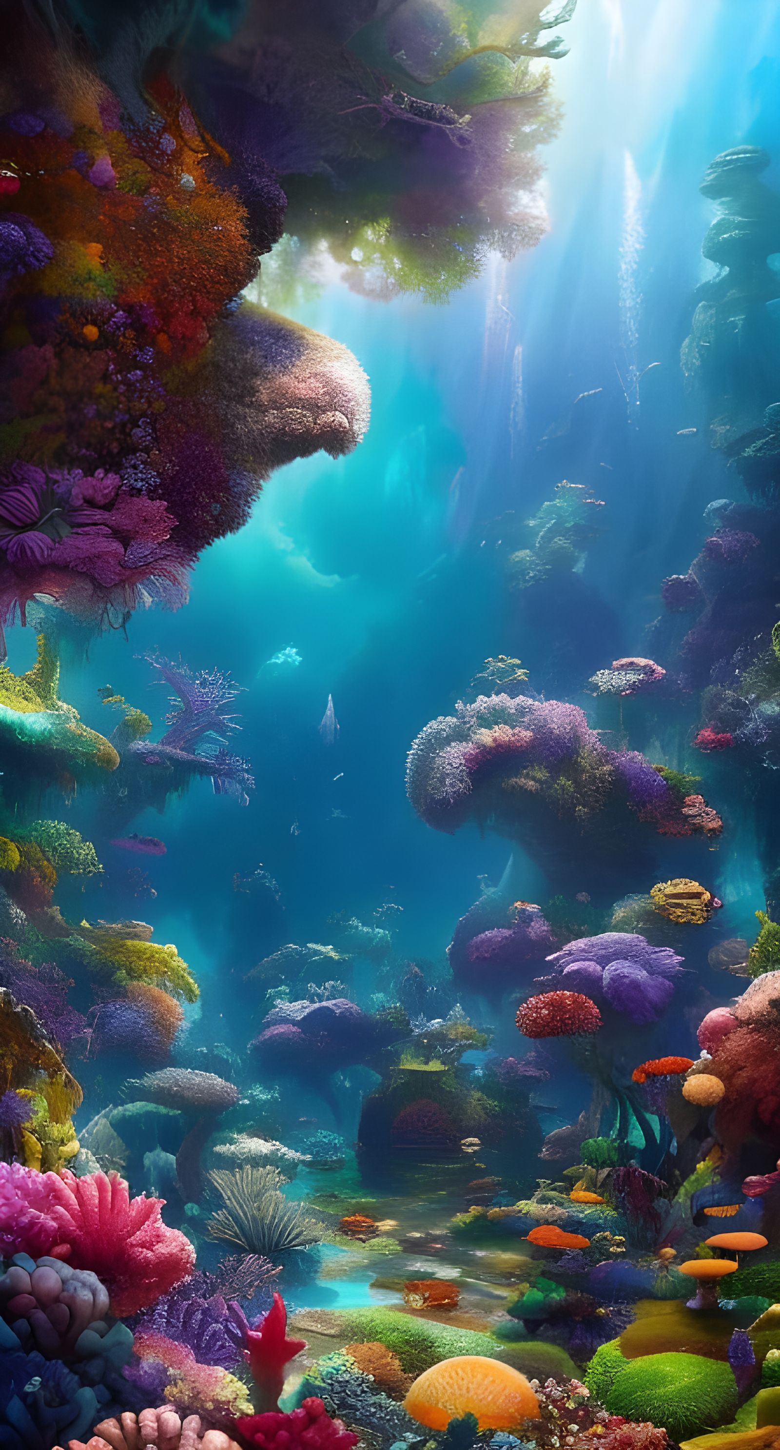 Bioluminescent Ocean Fantasy Realm Landscape