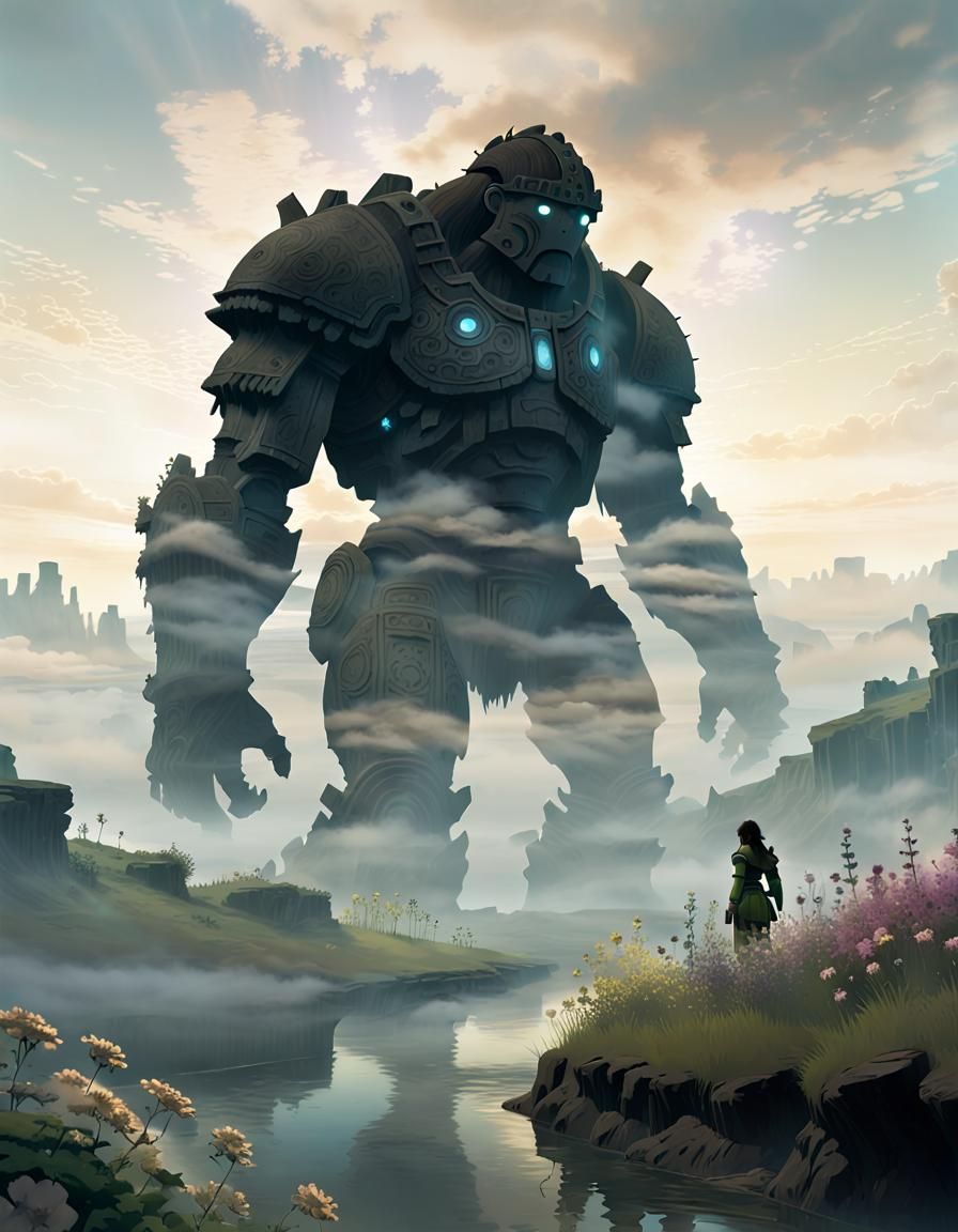 Whispy Titan in Shadow of the Colossus Landscape