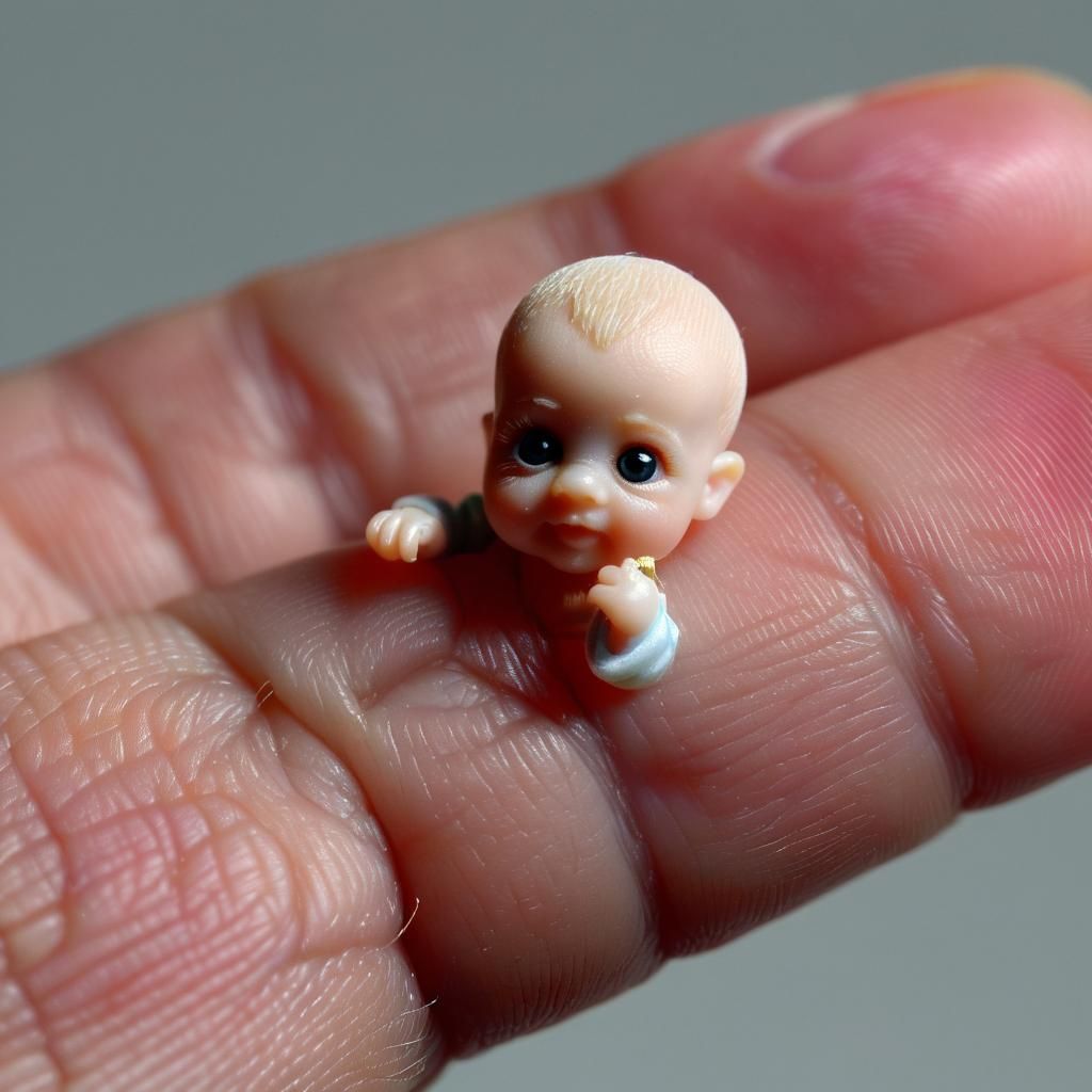 Miniature Baby on a Finger: AI Generated Image