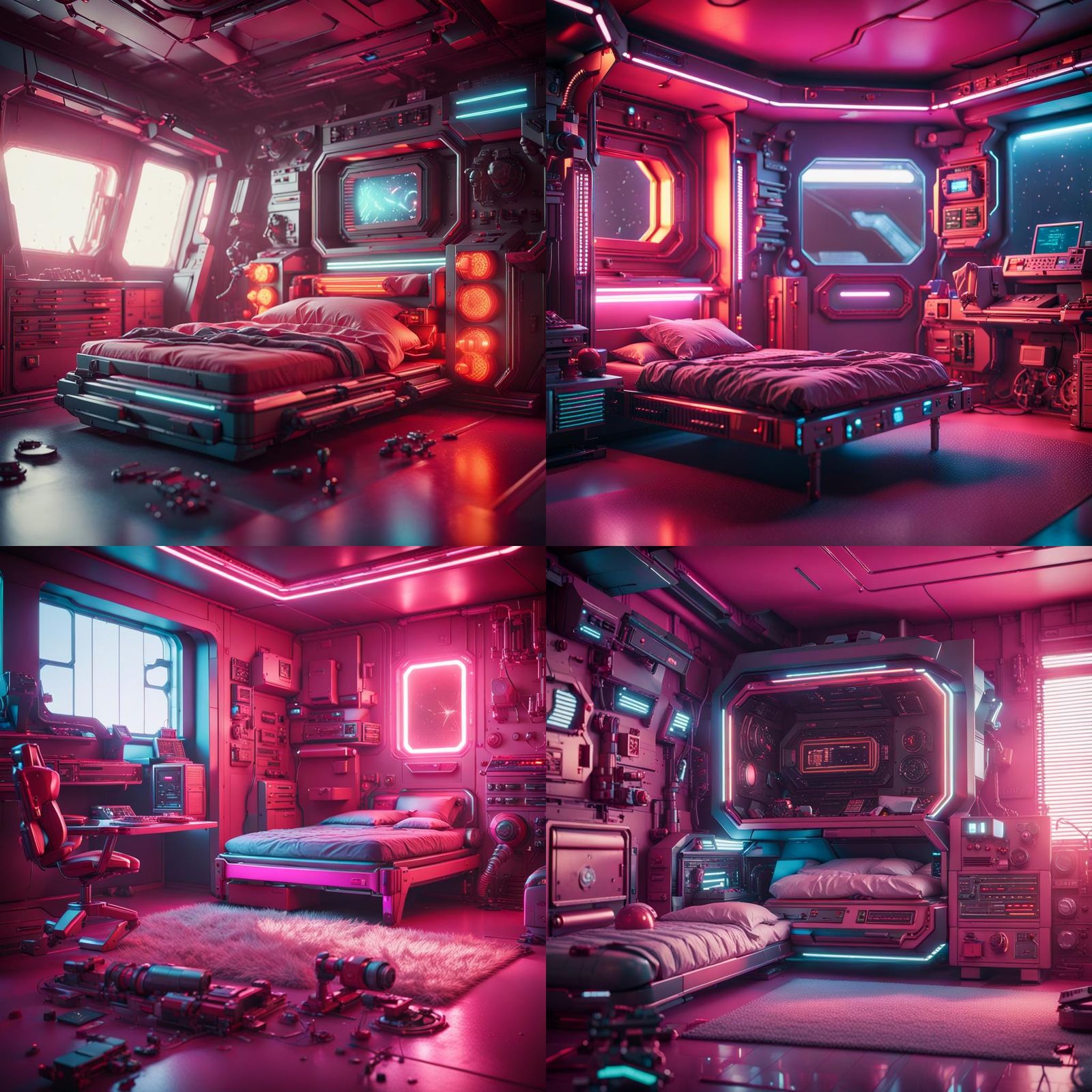 Futuristic 80s Kids Bedroom in Sci-Fi Style