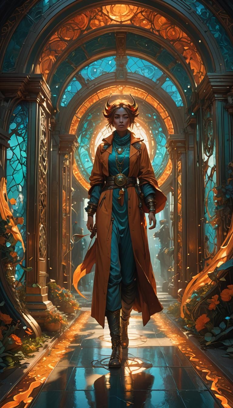 Heavenly Light Tunnel with Woman and Demon