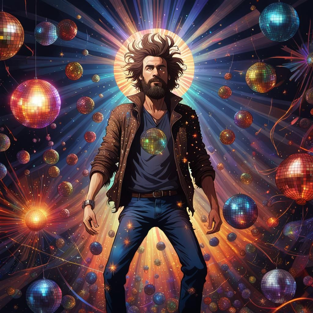 Man Dancing Under Disco Ball: Fantasy Art