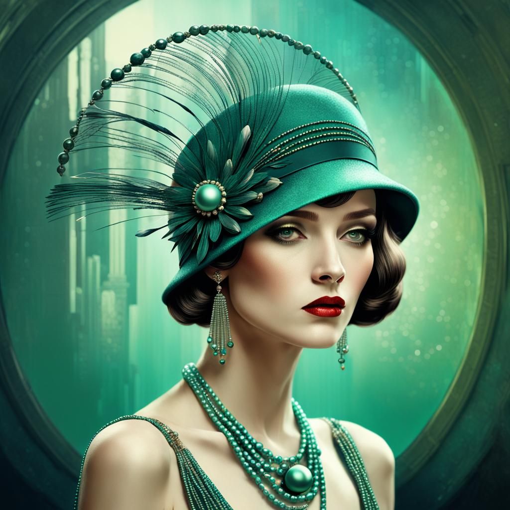 Elegant Flapper Portrait in Art Deco Style