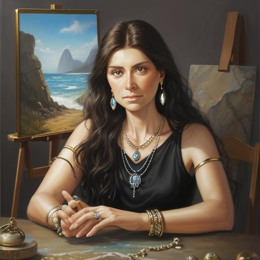 Quartz Jewelry Set as Oil Painting