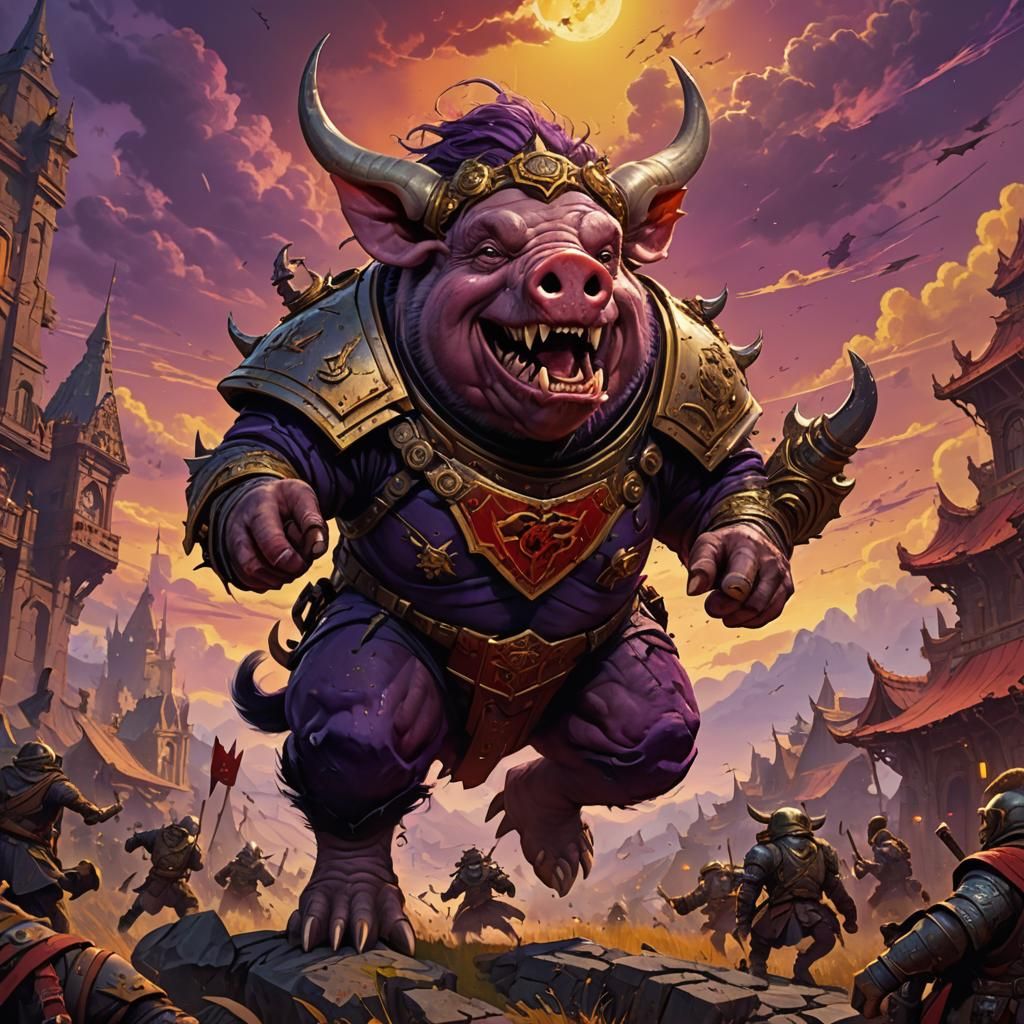 Laughing War Pig in Dark Fantasy Style
