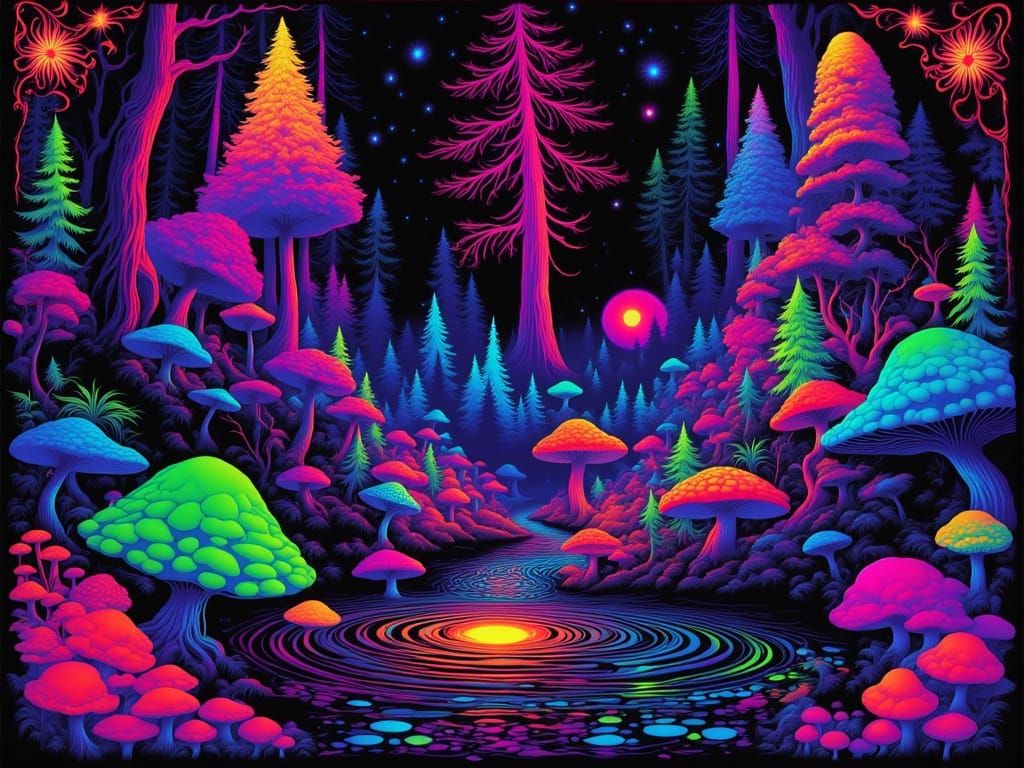 Vintage Blacklight Poster Art in Patrick Nagel Style