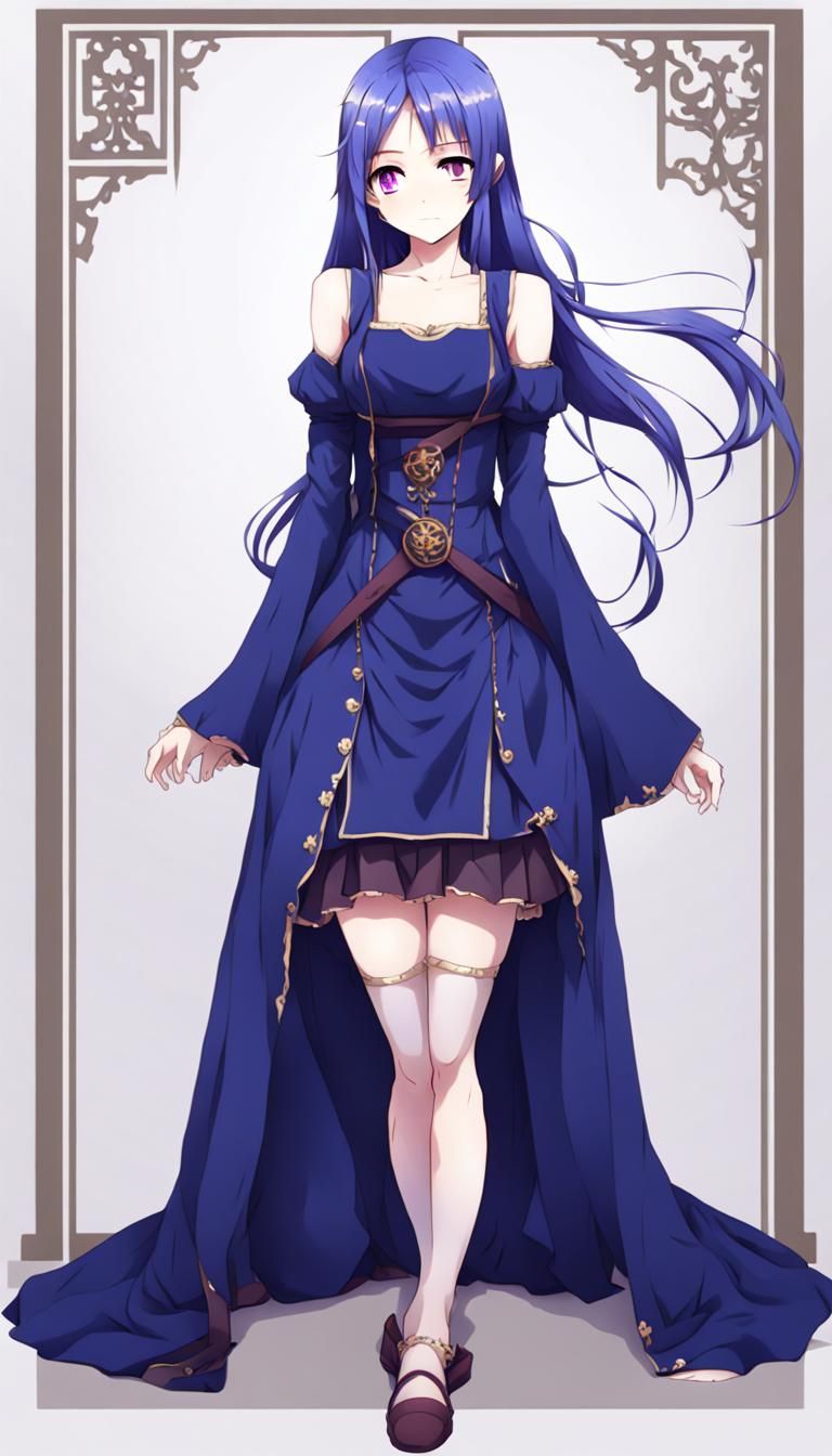 Frowning Girl in Medieval Dress, Anime Style
