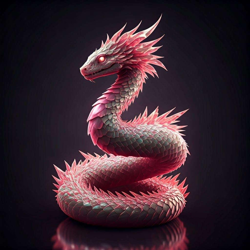 Pink Crystal Serpent with Bioluminescent Glow