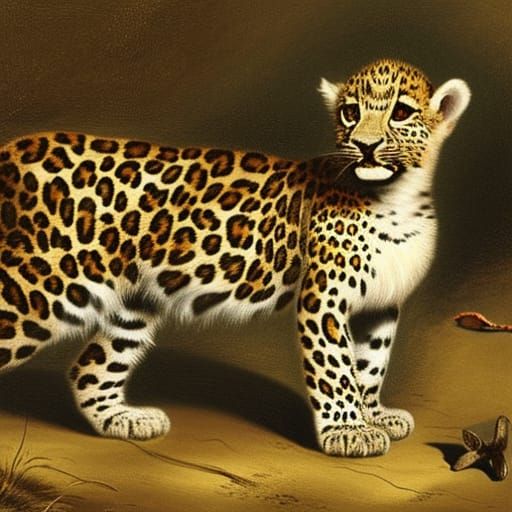 Vampire and Leopard Cub in Animal Painting Style