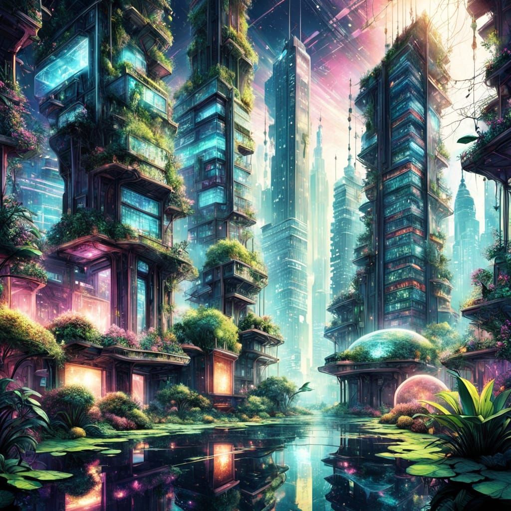 Surreal City of Tomorrow Unveils Vibrant Green Future