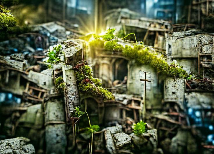Post-Apocalyptic Ruins in Divine Light