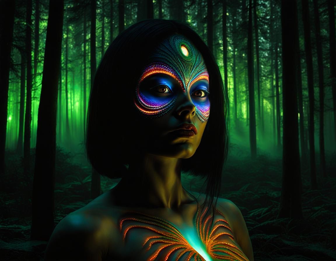 Eerie Forest Naturist's DMT Visions, 3D Painting
