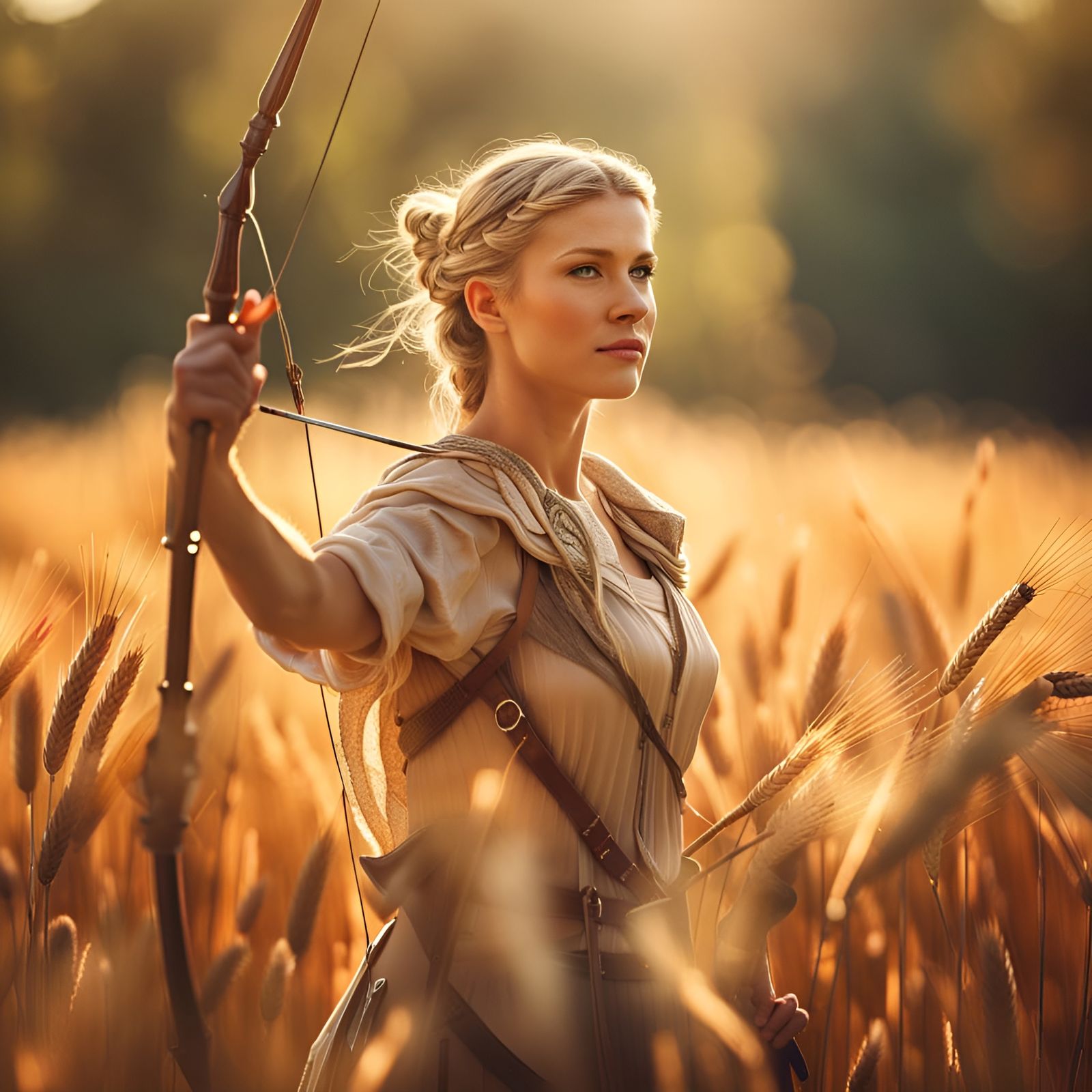 Archer in Wheat Field with Dynamic Lighting