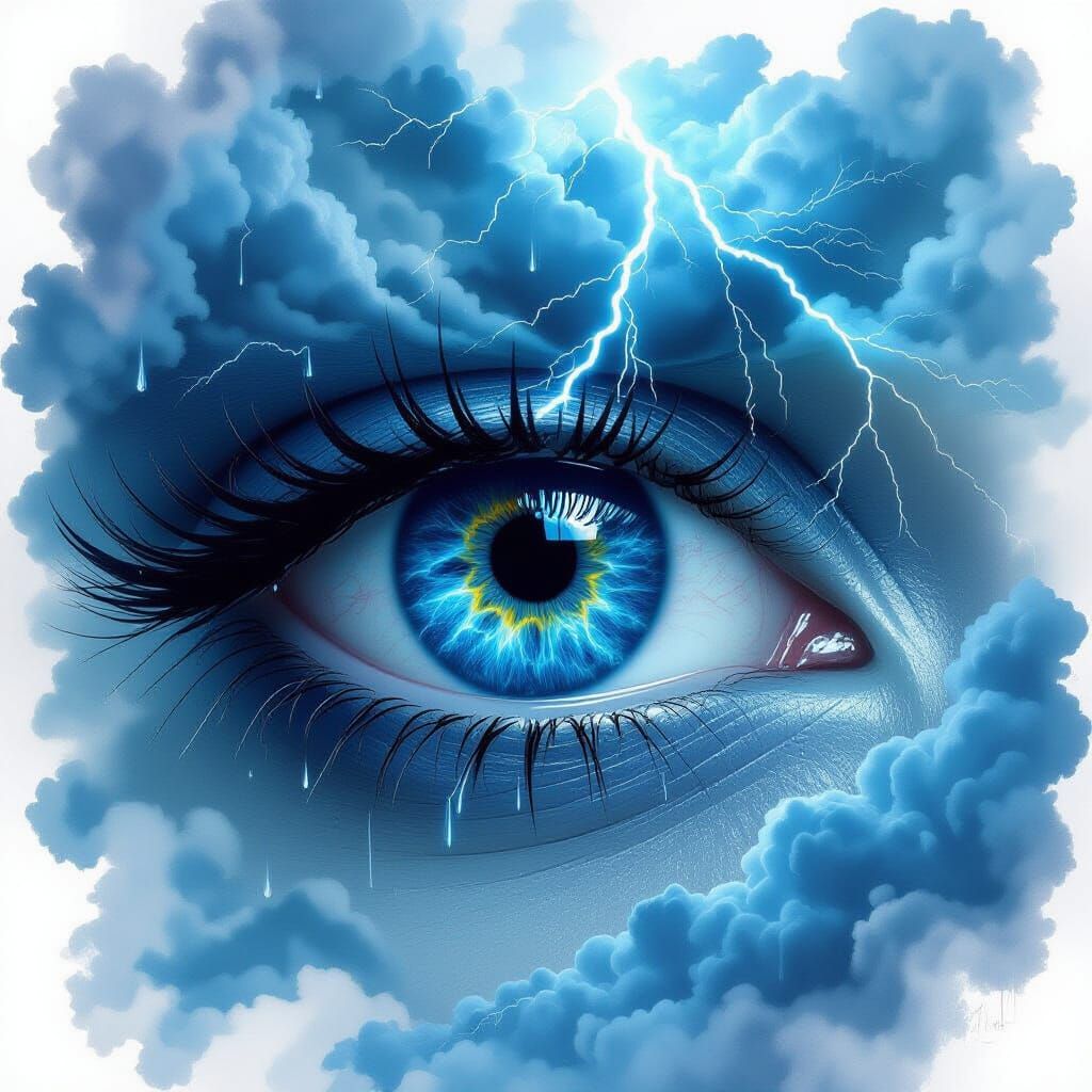 Fierce Eye Macro Art: Ocean Waves, Storm Clouds, Lightning I...