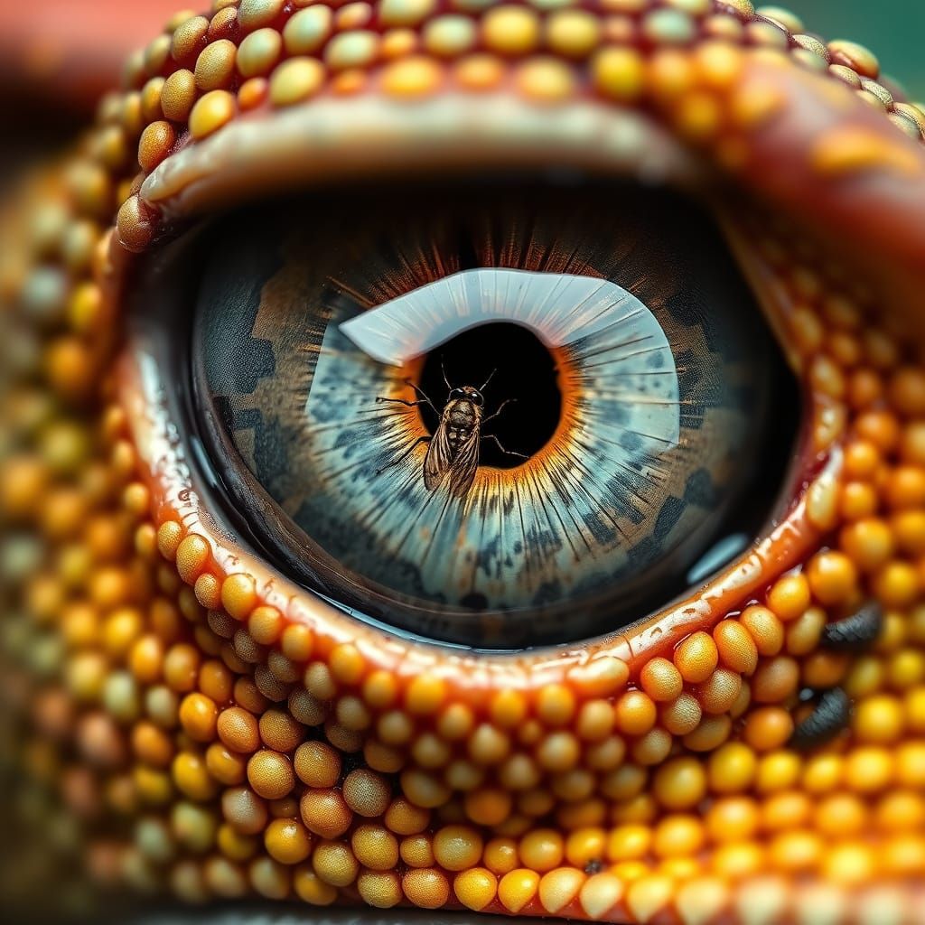 Extreme Close-up of Chameleon Eye in Hyperrealism