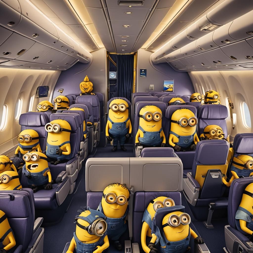 Minions Travel Business Class in Lufthansa Aircraft
