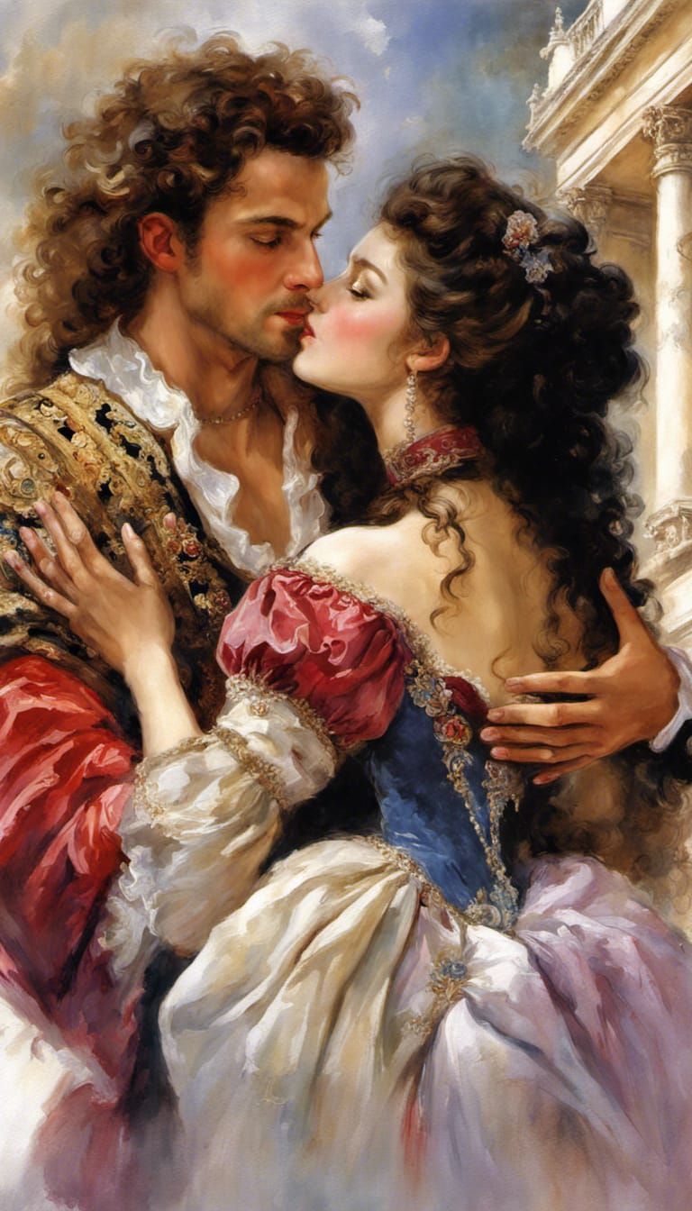 Historical Romance: Kiss in Louis XIV Versailles Palace