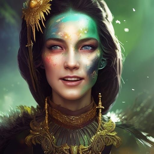 Smiling Scottish Fairy in Magical Landscape Portrait