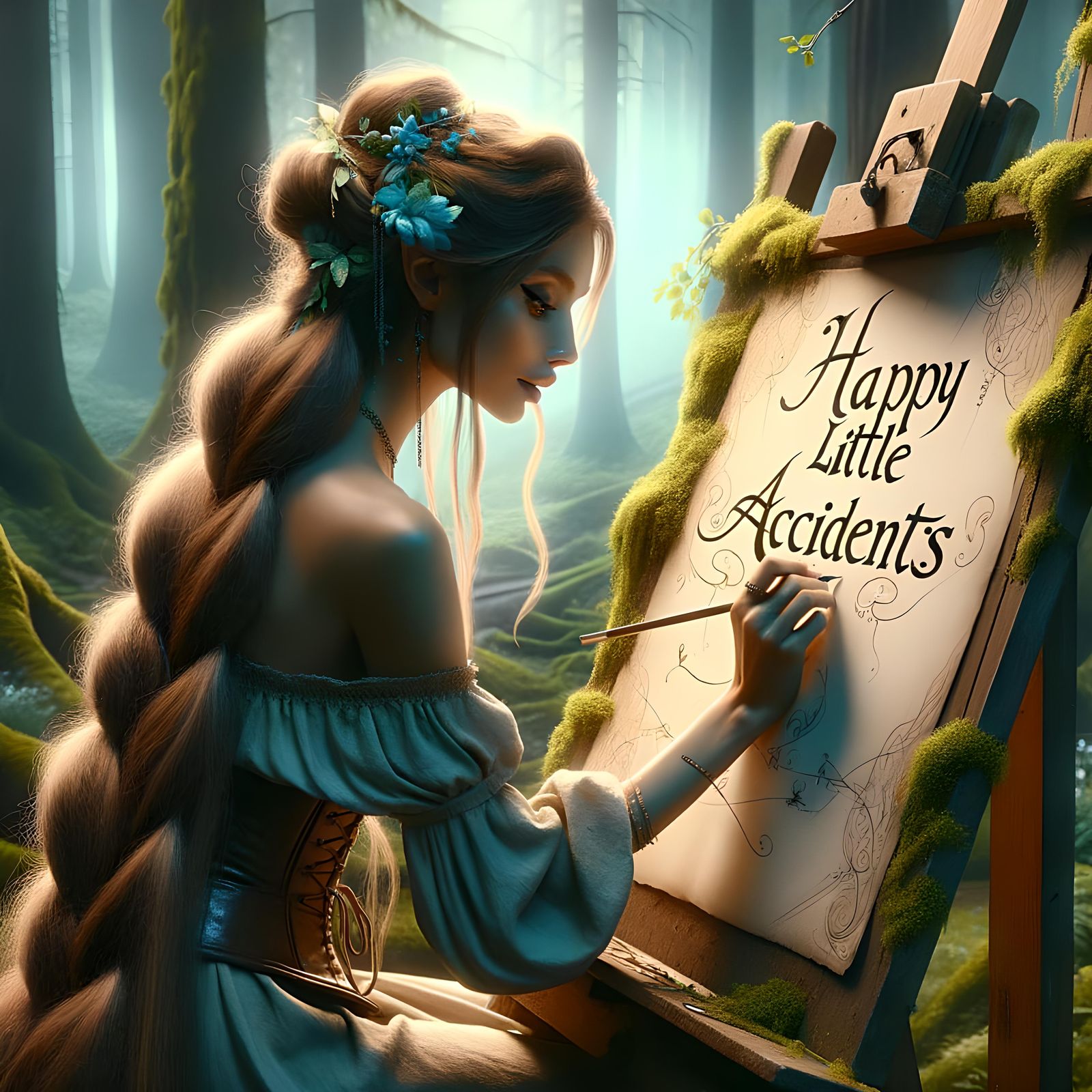 Dryad Scribing 'Happy Little Accidents' in Nature