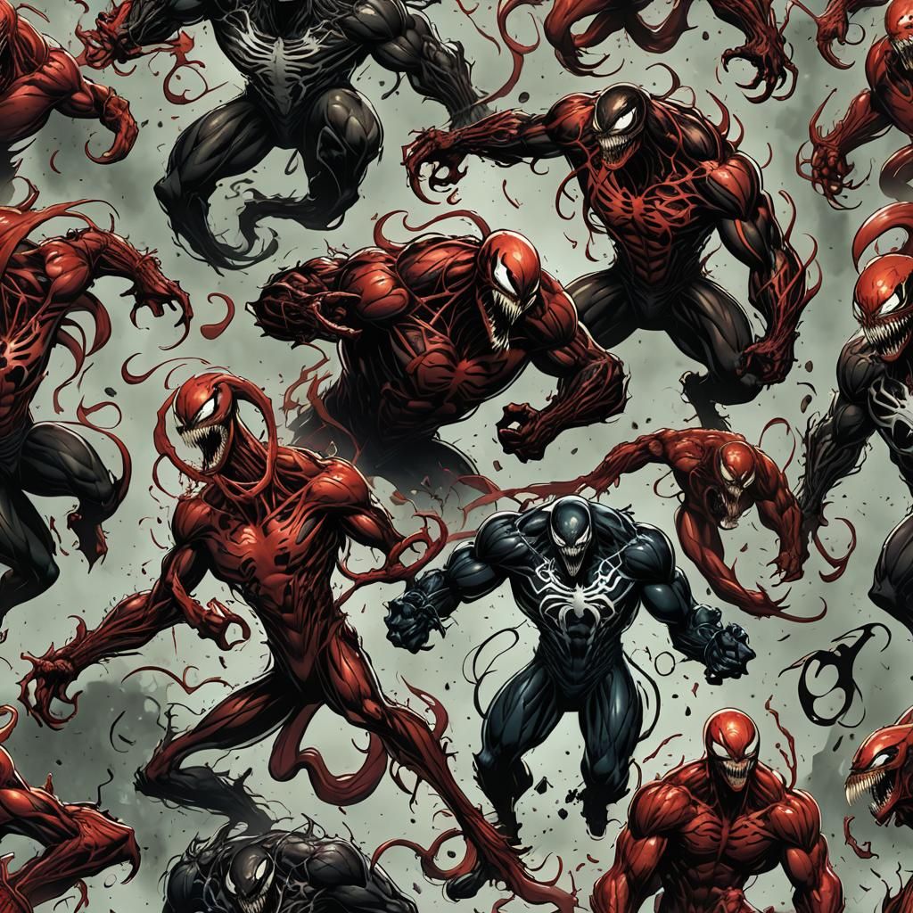 Venom, Carnage, and Toxin Symbiote Battle