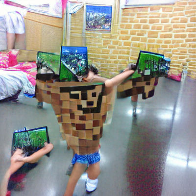 Pixelated Minecraft Landscape with Vibrant Colors