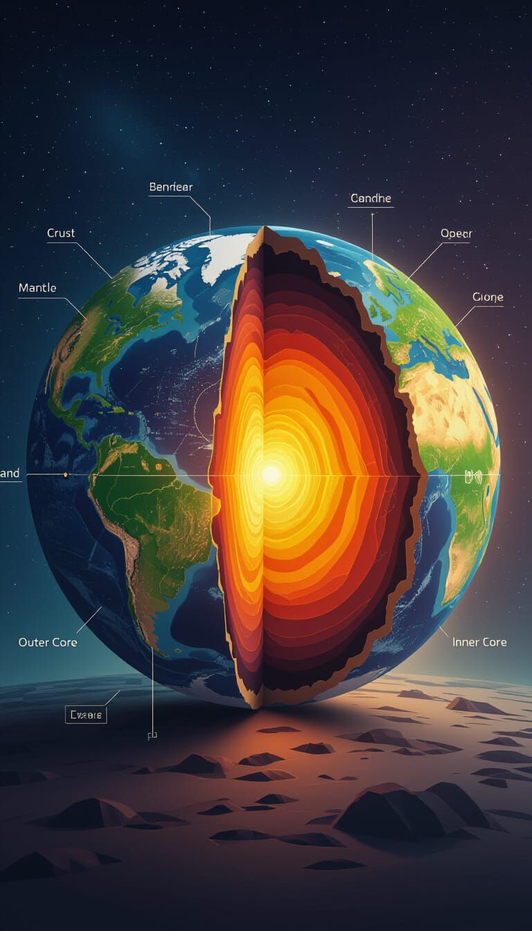 Earth's Layers: A Digital Cross-Section Infographic
